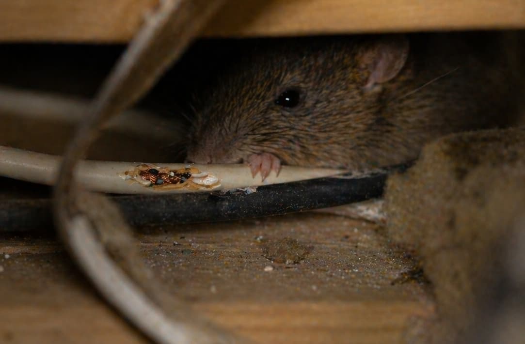 Rat gnawing cables